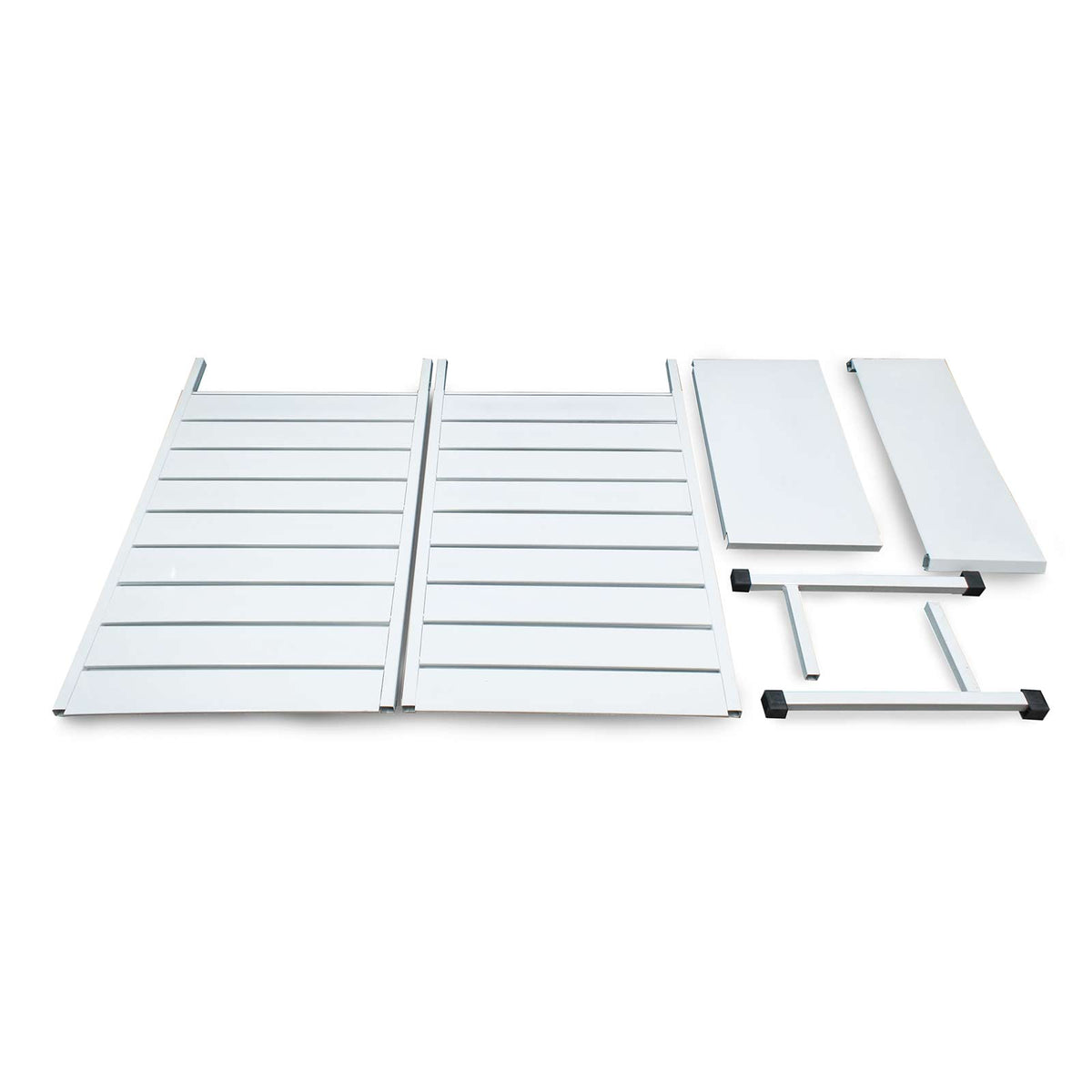 White metal display stand components