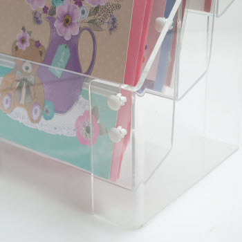 ACRYLIC 3 TIER GREETING CARD MERCHANDISER WITHOUT HEADER FOR COUNTER, SLAT & GRID WALL