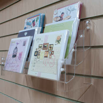 ACRYLIC 3 TIER GREETING CARD MERCHANDISER WITHOUT HEADER FOR COUNTER, SLAT & GRID WALL