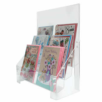ACRYLIC 3 TIER GREETING CARD MERCHANDISER WITH HEADER