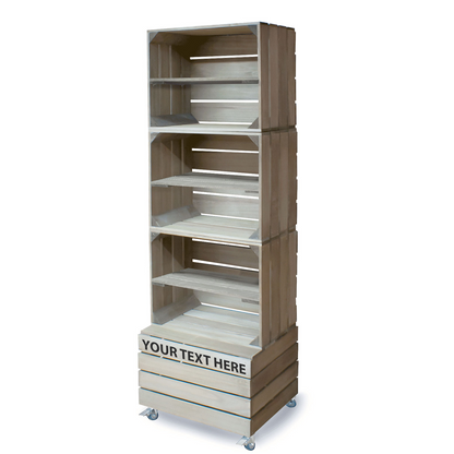 4 CRATE TOWER WITH SHELVES & WHEELS