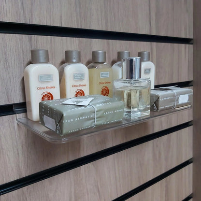 CLEAR FLAT MOULDED SHELF FOR SLATWALL