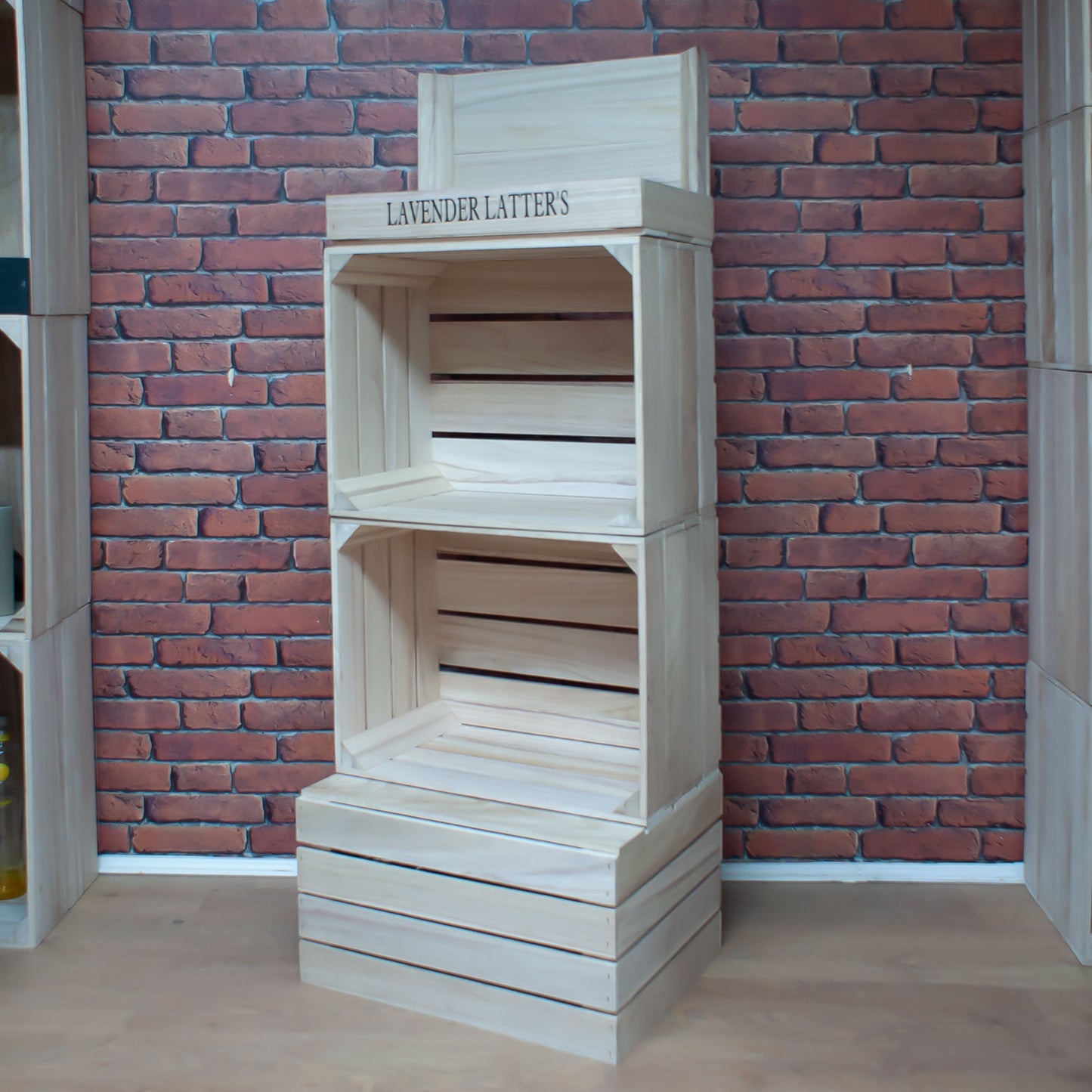 2 CRATE DISPLAY WITH TOP TRAY