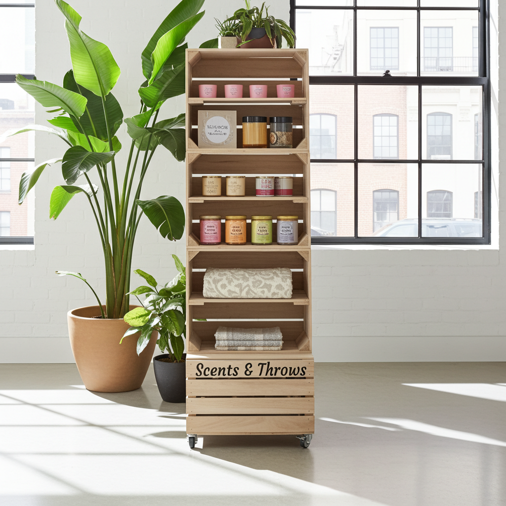 4 CRATE TOWER WITH SHELVES & WHEELS