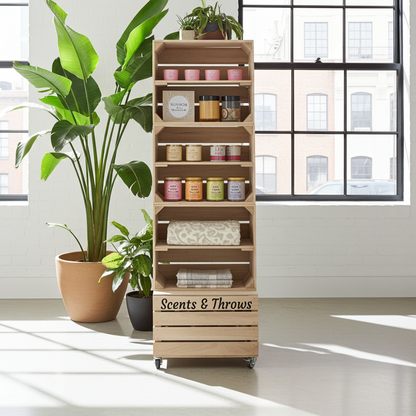 4 CRATE TOWER WITH SHELVES & WHEELS