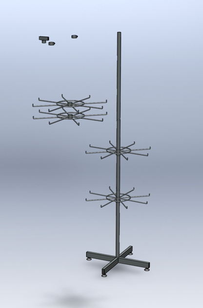 CUSTOM METAL ROTARY TIERED HOOK STAND