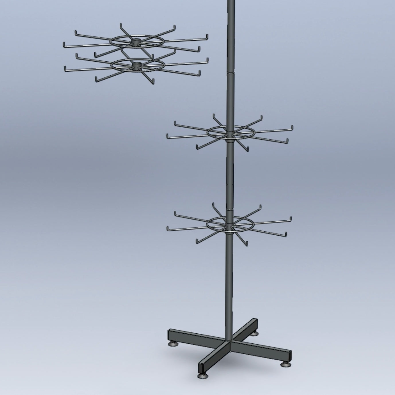 CUSTOM METAL ROTARY TIERED HOOK STAND