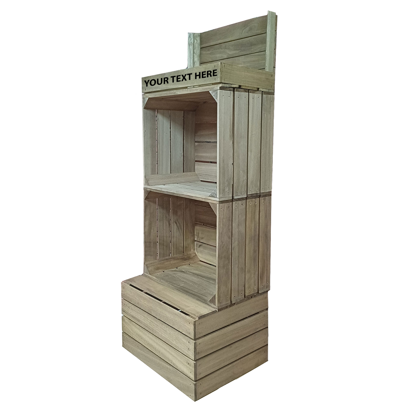 2 CRATE DISPLAY WITH TOP TRAY