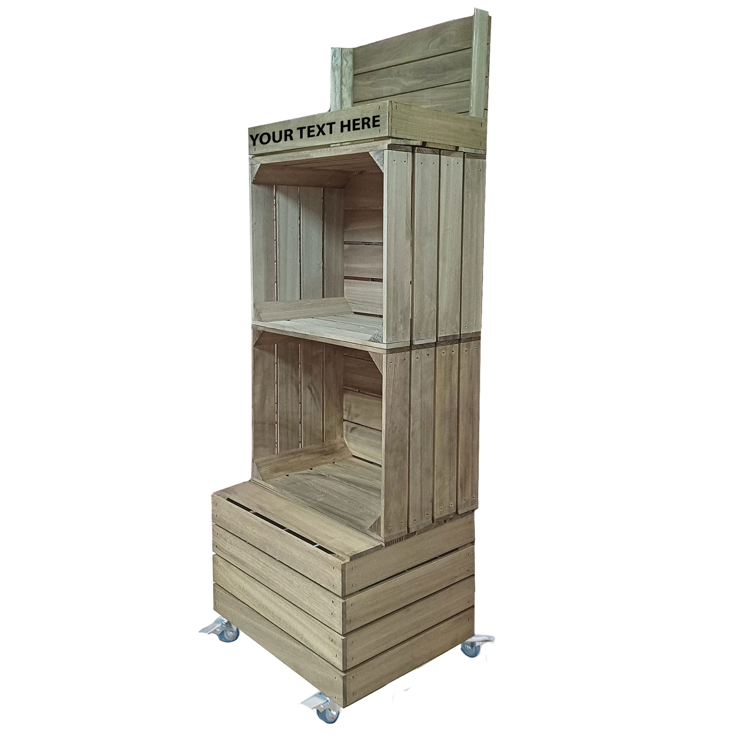 2 CRATE DISPLAY WITH TOP TRAY