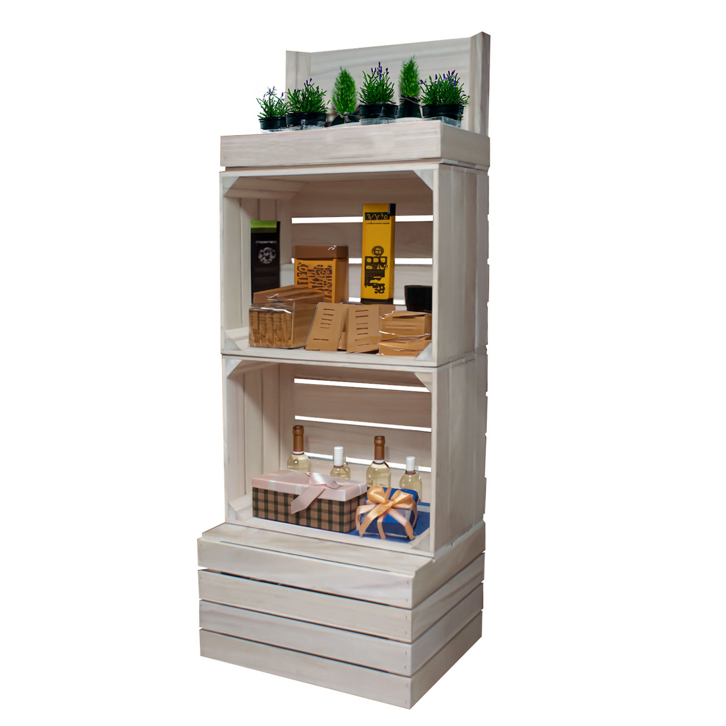 2 CRATE DISPLAY WITH TOP TRAY