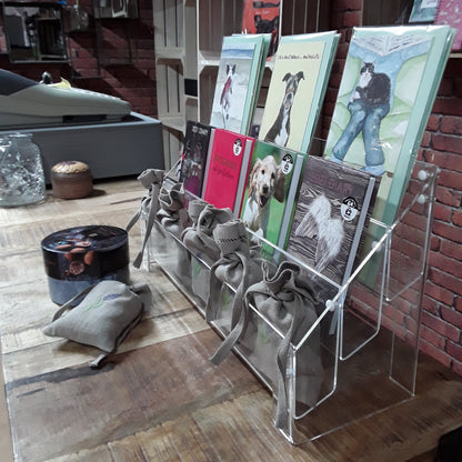 ACRYLIC 3 TIER GREETING CARD MERCHANDISER WITHOUT HEADER FOR COUNTER, SLAT & GRID WALL