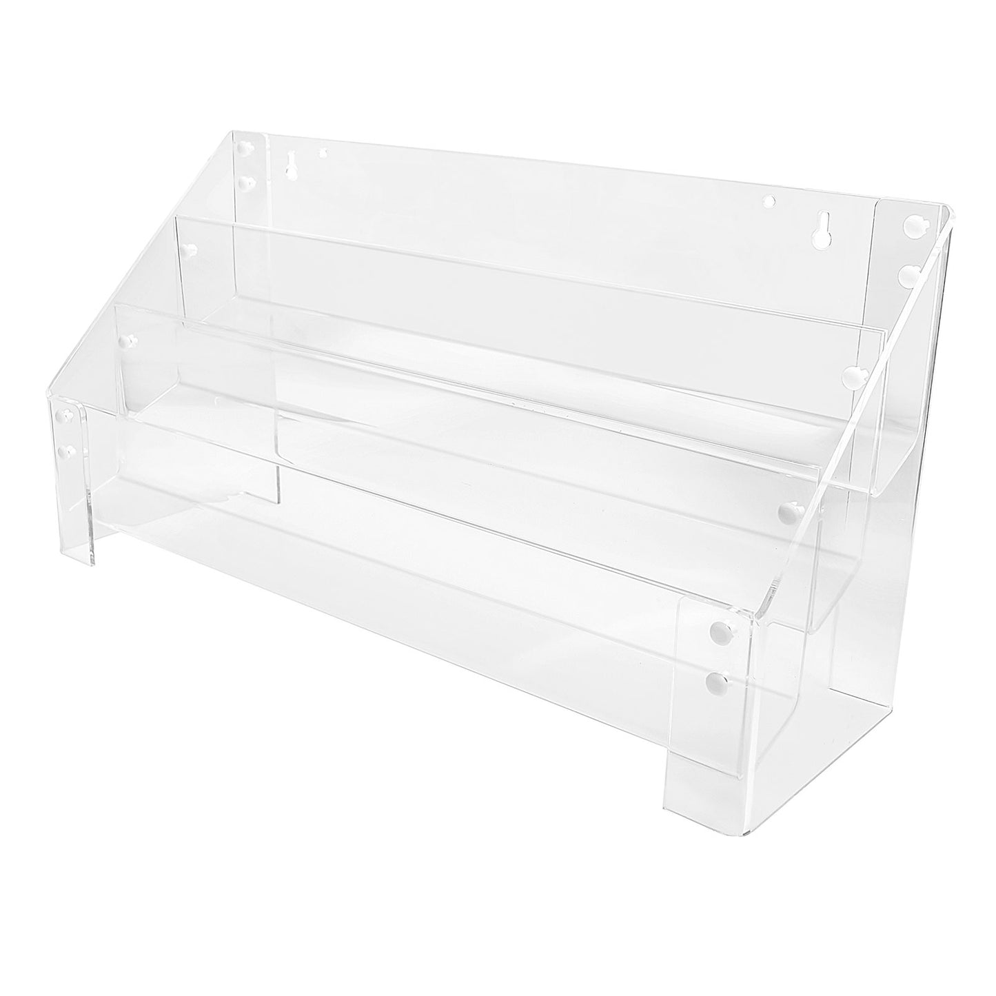 ACRYLIC 3 TIER GREETING CARD MERCHANDISER WITHOUT HEADER FOR COUNTER, SLAT & GRID WALL
