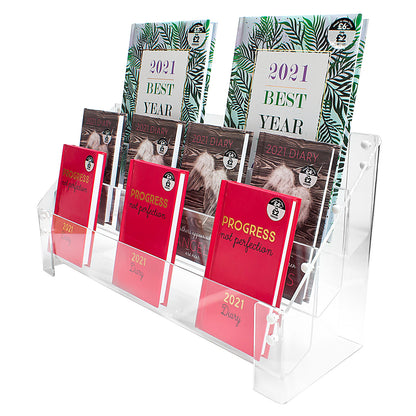 ACRYLIC 3 TIER GREETING CARD MERCHANDISER WITHOUT HEADER FOR COUNTER, SLAT & GRID WALL