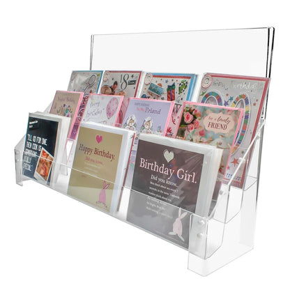 ACRYLIC 3 TIER GREETING CARD MERCHANDISER WITH HEADER
