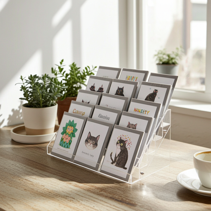 ACRYLIC 5 TIER COUNTER DISPLAY FOR CARDS & BOOKS