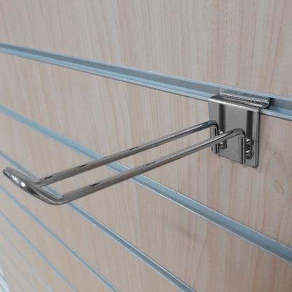 SLATWALL HOOKS DOUBLE PRONGED CHROME 150MM
