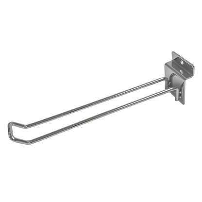 SLATWALL HOOKS DOUBLE PRONGED CHROME 200MM