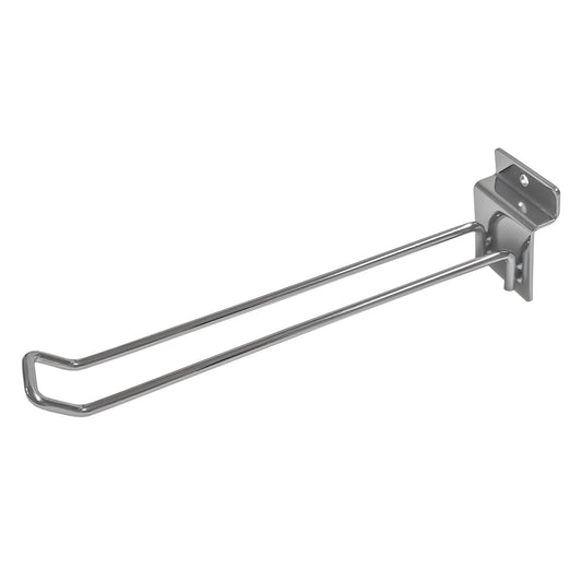 SLATWALL HOOKS DOUBLE PRONGED CHROME 200MM