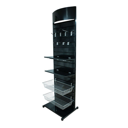 METAL SLATWALL DISPLAY STAND WITH BOWED HEADER