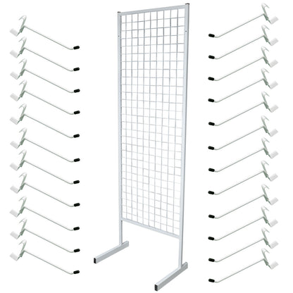 MESH PANEL FLOOR STAND FLAT PANEL WITH SINGLE PRONG HOOKS & HEADER BUNDLE
