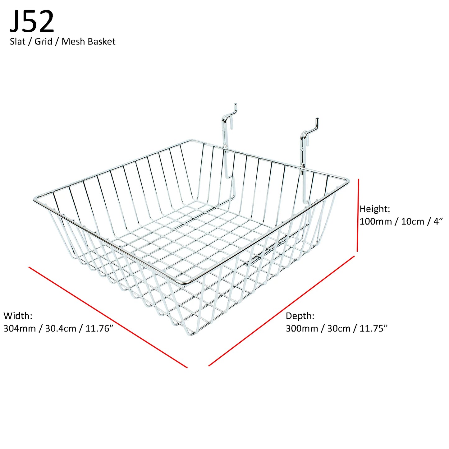 SLATWALL & GRID MESH WALL HANGING BASKET