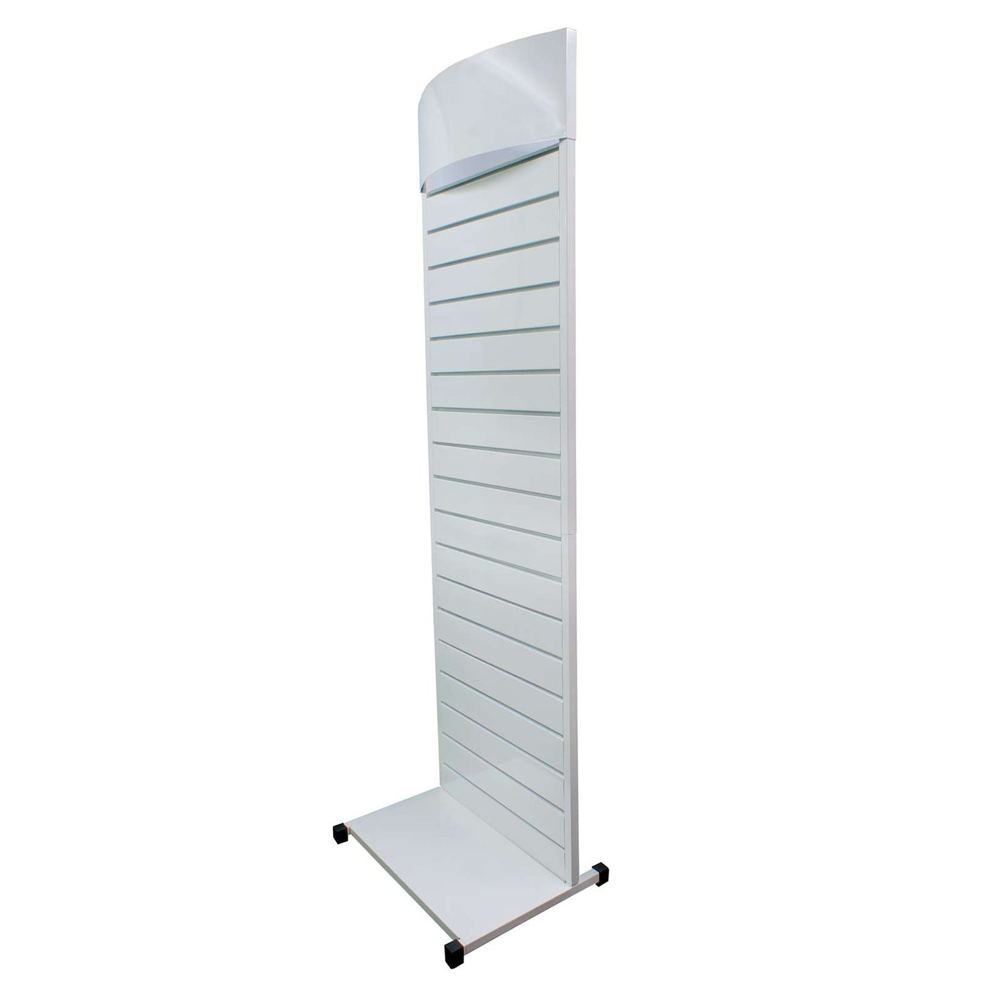 METAL SLATWALL DISPLAY STAND WITH BOWED HEADER