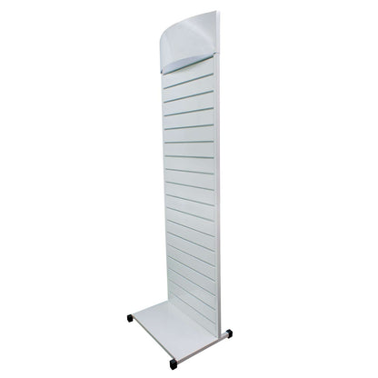 METAL SLATWALL DISPLAY STAND WITH BOWED HEADER