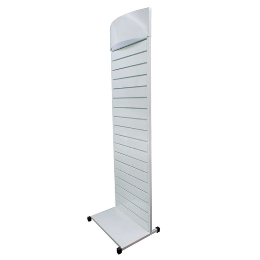 METAL SLATWALL DISPLAY STAND WITH BOWED HEADER
