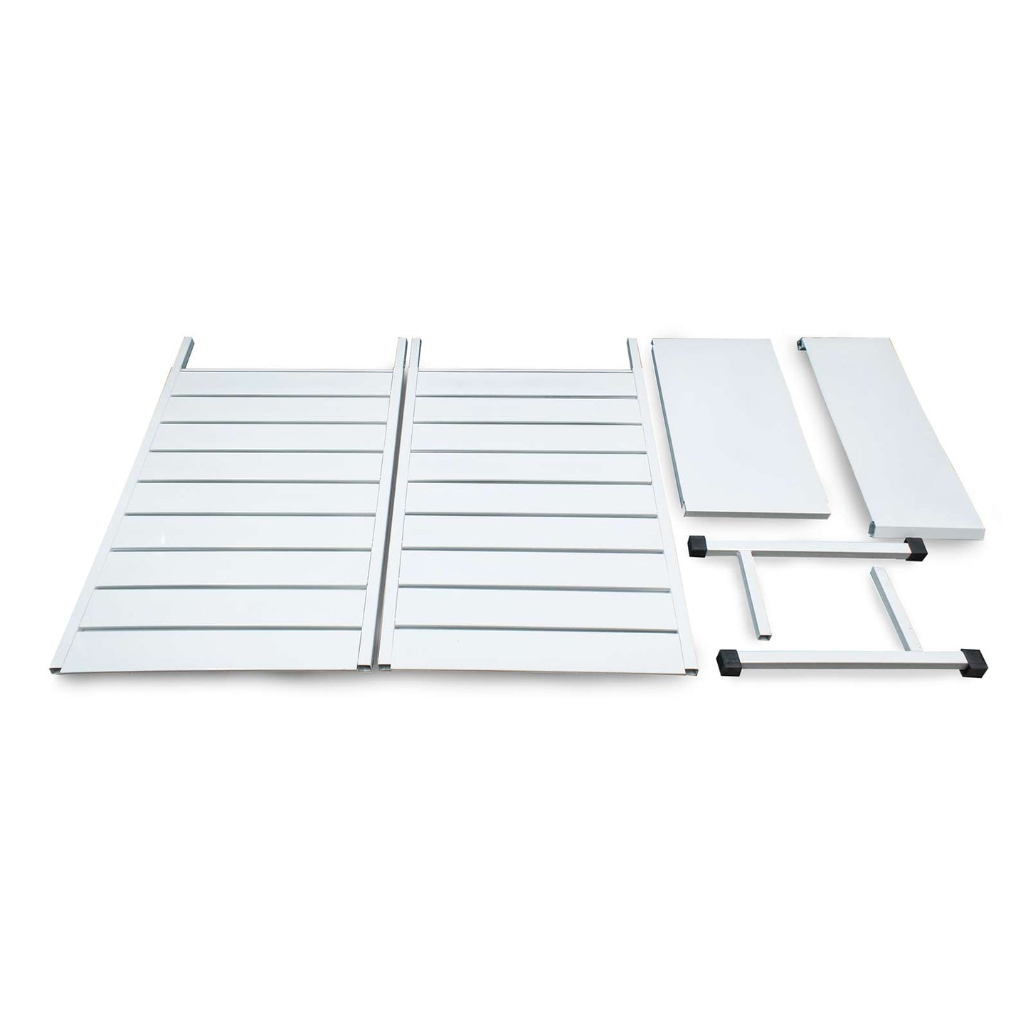 METAL SLATWALL DISPLAY STAND WITH BOWED HEADER